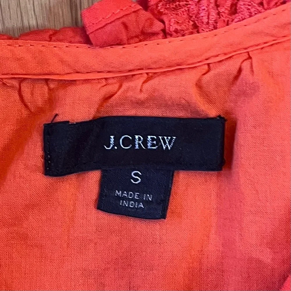 J.Crew Eyelet Puff Sleeve Blouse Womens Small Red Prairie Cottagecore Top